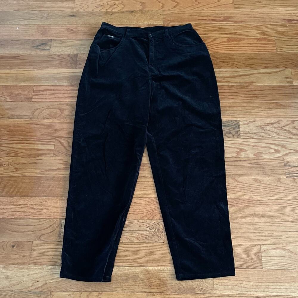 Lauren Ralph Lauren Vintage Velvet Pants Womens 16 Black Tapered Trousers Cotton